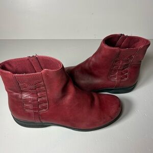 Clarks Women's Red Leather Ankle Boots